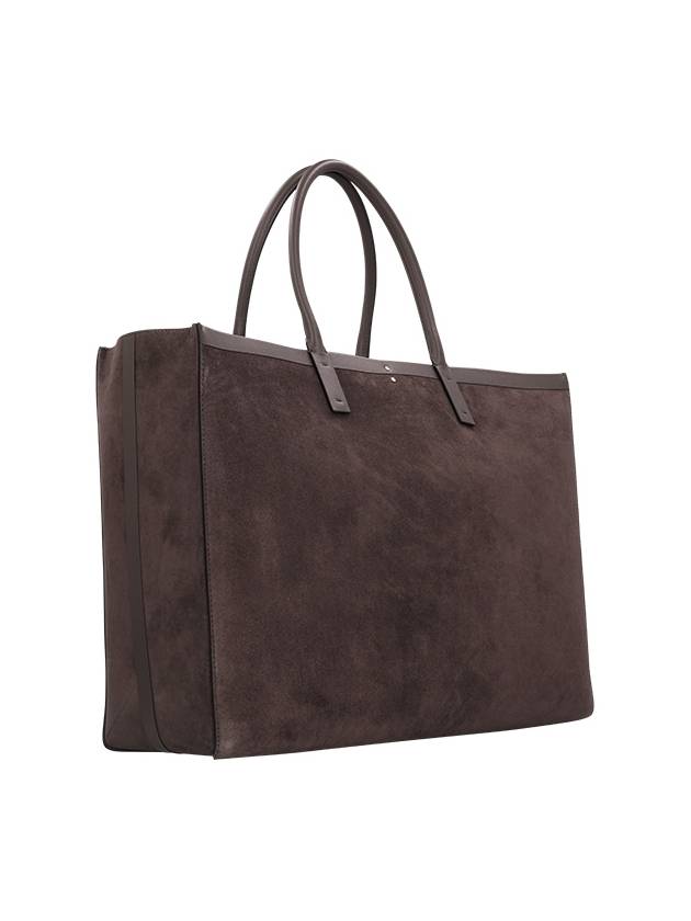 V Logo Suede Tote Bag Dark Brown - VALENTINO - BALAAN 3