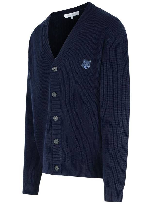 Bold Fox Head Patch Comfort Ribbed Cardigan Navy - MAISON KITSUNE - BALAAN 4