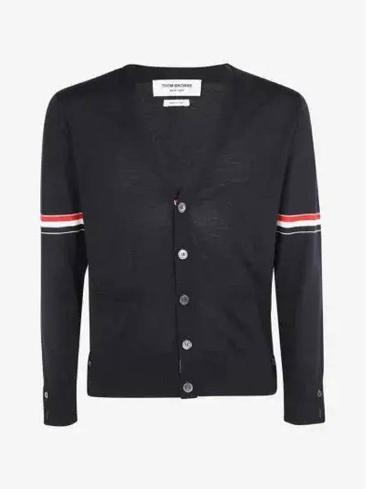 Stripe Armband Merino Wool Cardigan Navy - THOM BROWNE - BALAAN 2