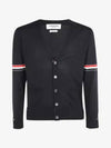 Stripe Armband Merino Wool Cardigan Navy - THOM BROWNE - BALAAN 3