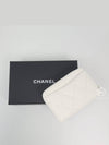 Gold Hardware Classic Grained Shiny Calfskin Zipped Coin Wallet White - CHANEL - BALAAN 6