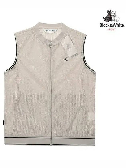 Shoulder shirring point full open mesh vest 9843LZVPBEIGE - BLACK&WHITE - BALAAN 1