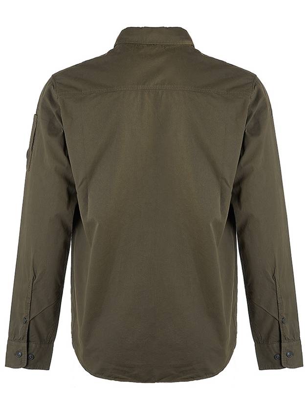 Gabardine Zip Up Long Sleeve Shirt Green - CP COMPANY - BALAAN 4