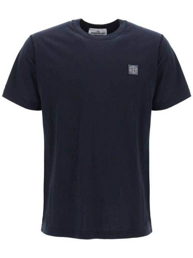 Organic Cotton Short Sleeve T-Shirt Navy - STONE ISLAND - BALAAN 2