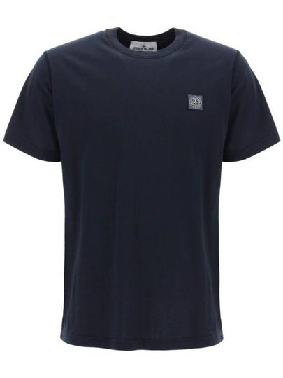 Organic Cotton Short Sleeve T-Shirt Navy - STONE ISLAND - BALAAN 2