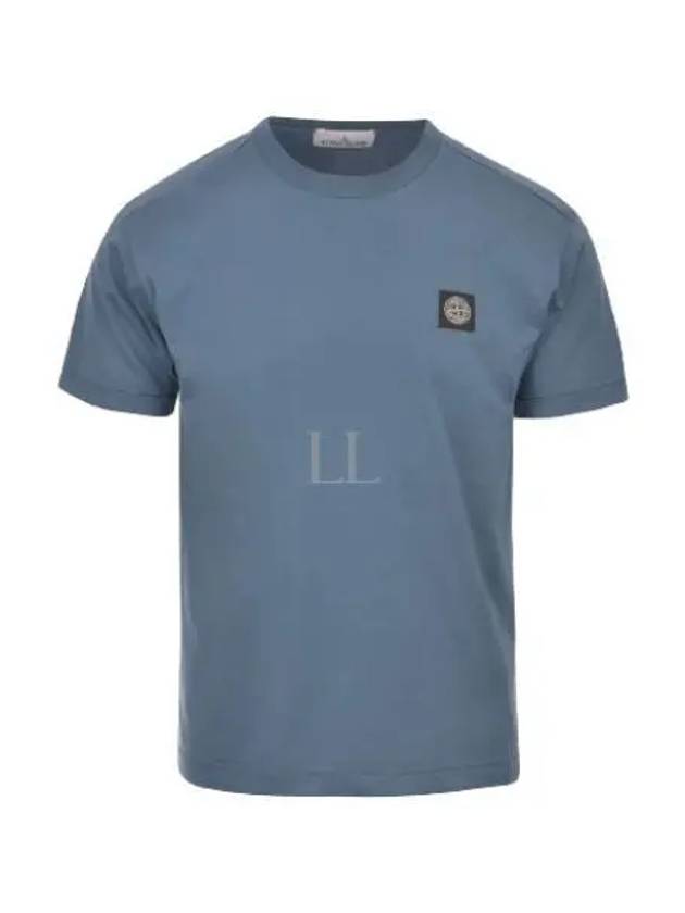 Logo Patch Short Sleeves T-Shirt Avio Blue - STONE ISLAND - BALAAN 2