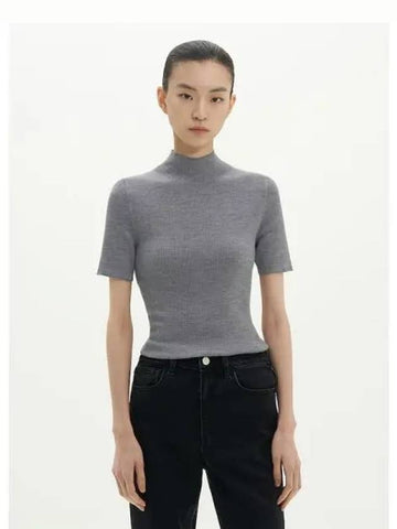 Women s Merino Wool Linda Mock Neck Long Sleeve T Shirt Pullover Light Htr Gray Cooling Domestic Product GM0024071526161 - THEORY - BALAAN 1