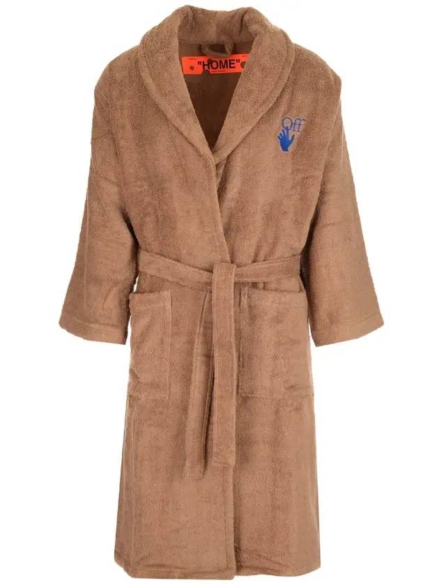 Biscuit Terry Fabric Belted Bathrobe Brown - OFF WHITE - BALAAN 1