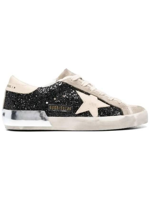 Super Star Glitter Suede Low Top Sneakers Black - GOLDEN GOOSE - BALAAN 1