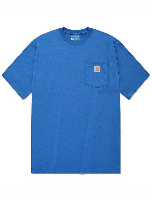 K87 Workwear Pocket Short Sleeve TShirt Marine Blue Heather - CARHARTT - BALAAN 1