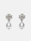 Kira Pave Pearl Drop Earrings Silver - TORY BURCH - BALAAN 3