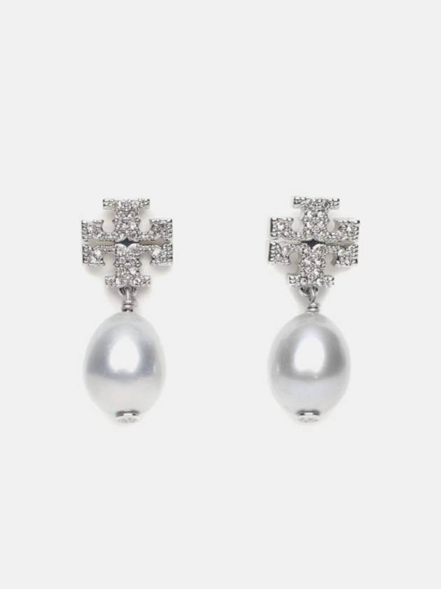 Kira Pave Pearl Drop Earrings Silver - TORY BURCH - BALAAN 3