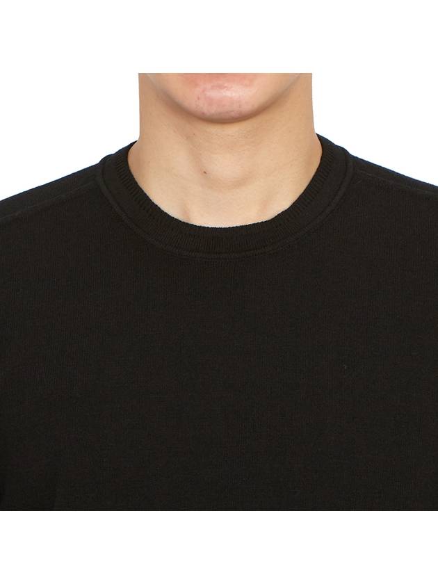 Logo Patch Crew Neck Knit Top Black - STONE ISLAND - BALAAN 7