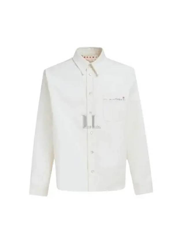 Embroidered Logo Button-up Long Sleeve Shirt White - MARNI - BALAAN 2