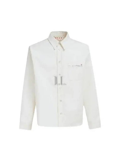 Embroidered Logo Button-up Long Sleeve Shirt White - MARNI - BALAAN 2