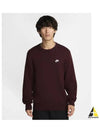 Club Crewneck Sweater M Burgundy Crush White FQ2913 652 - NIKE - BALAAN 2