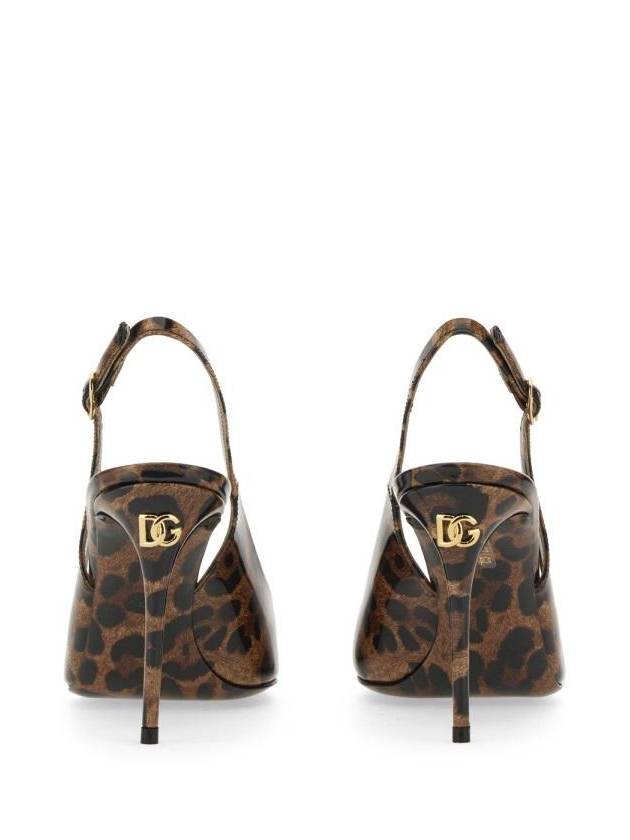 Leopard Print Polished Calfskin Slingback Heel Brown - DOLCE&GABBANA - BALAAN 4