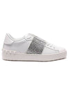 Crystal Low-Top Sneakers White Silver - VALENTINO - BALAAN 1