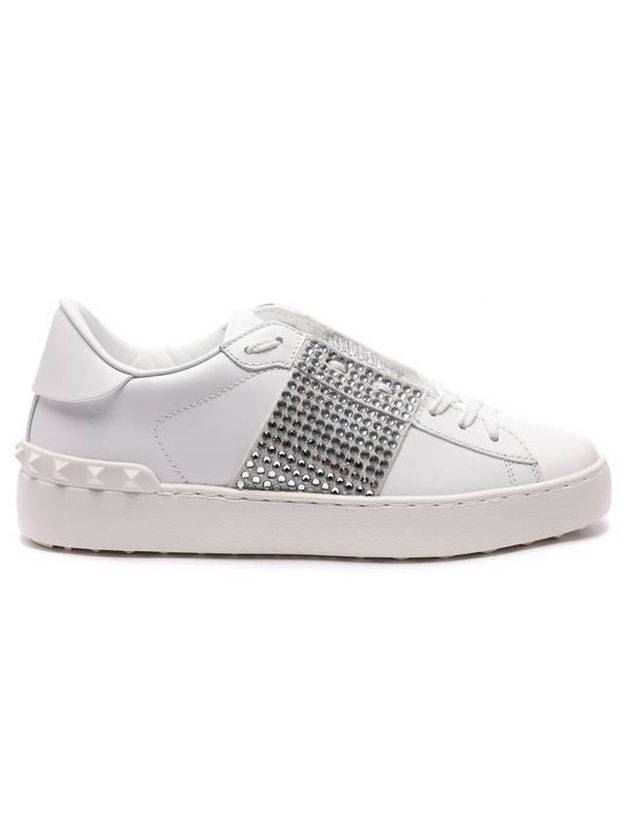 Crystal Low-Top Sneakers White Silver - VALENTINO - BALAAN 1