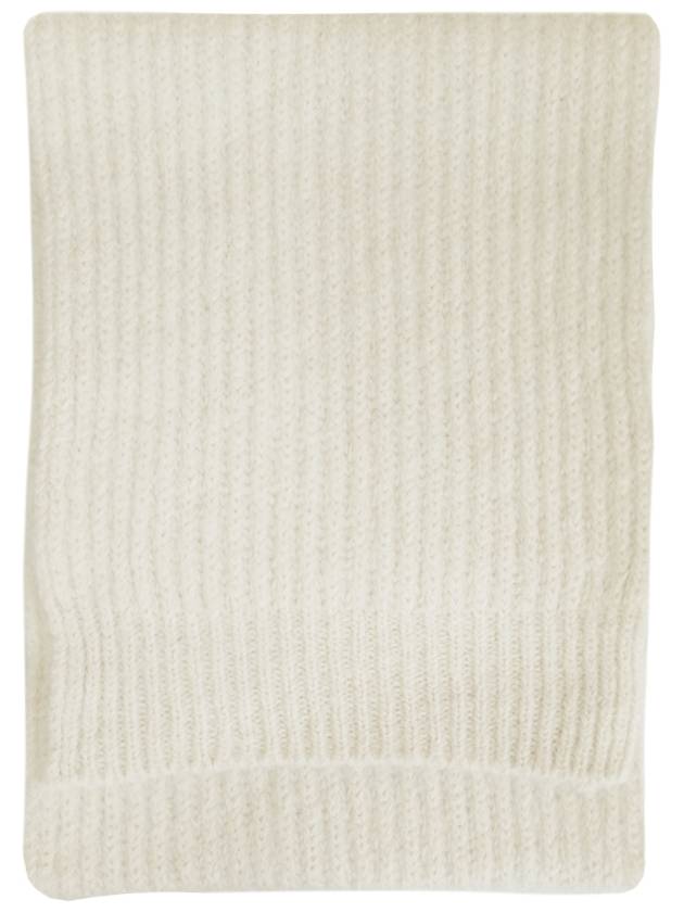 Alpaca Blend Ribbed Knit Scarf Ivory - AMI - BALAAN 2