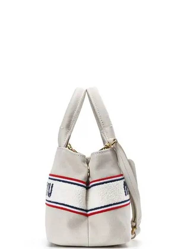 embroidered logo canvas handbag chalk - MIU MIU - BALAAN 3