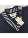 Loop Milano V Neck Wool Knit Top Navy - THOM BROWNE - BALAAN 5