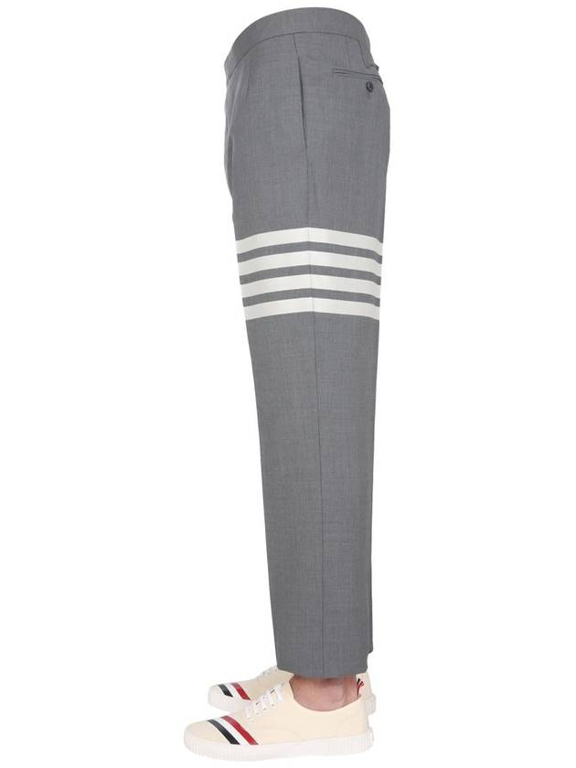 Diagonal Plain Weave Classic Wool Slacks Medium Grey - THOM BROWNE - BALAAN 4