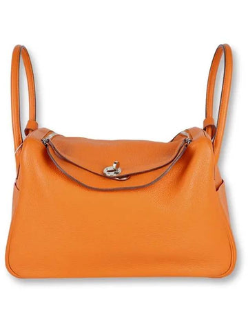 Orange Clemence Lindy 34 Silver P - HERMES - BALAAN 1