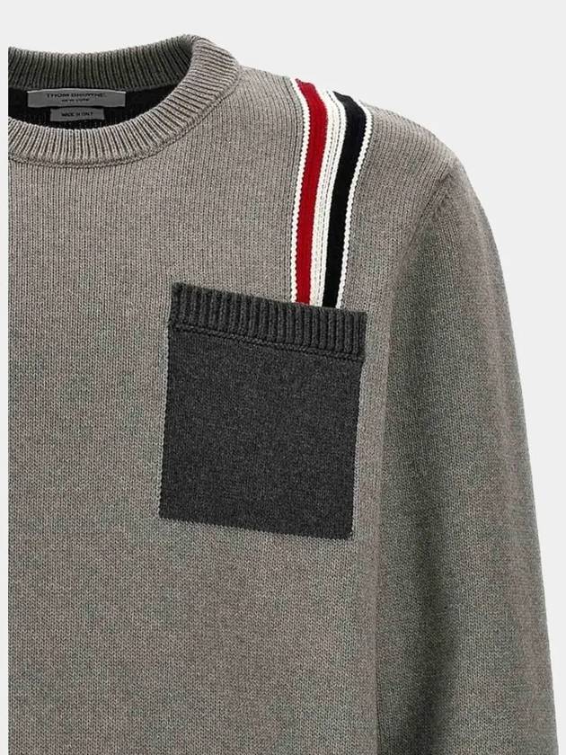 Funmix RWB Striped Intarsia Cotton Knit Top Grey - THOM BROWNE - BALAAN 4