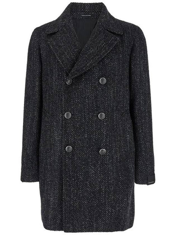 'Peacot' Grey Short Double-Breasted Coat In Wool Blend Man - TAGLIATORE - BALAAN 1