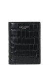 Credit Crocodile Embossed Leather Card Wallet Black - SAINT LAURENT - BALAAN 2