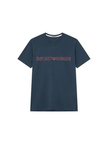 UNDERWEAR Men's Outline Logo Lounge T-Shirt Marine - EMPORIO ARMANI - BALAAN 1