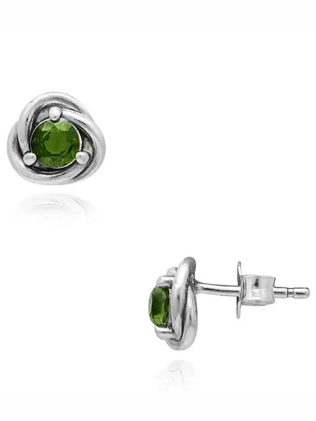 August Birthstone Eternity Stud Earrings Green Silver - PANDORA - BALAAN 6