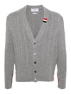 Cable Knitwear Virgin Wool Cardigan Grey - THOM BROWNE - BALAAN 2