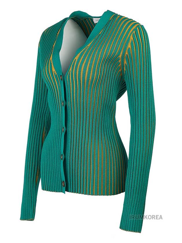 Women's Two-Tone Stretch Cardigan Green - TORY BURCH - BALAAN 3