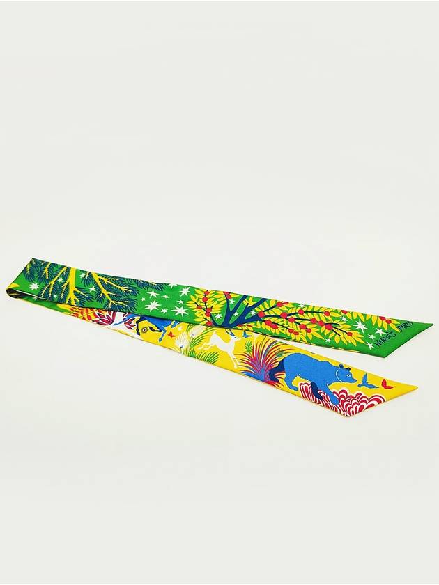 Women's Twilly Silk Scarf Green, Yellow Multicolor H063702S - HERMES - BALAAN 1