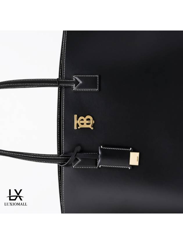 Monogram Motif Leather Medium Tote Bag Black - BURBERRY - BALAAN 5