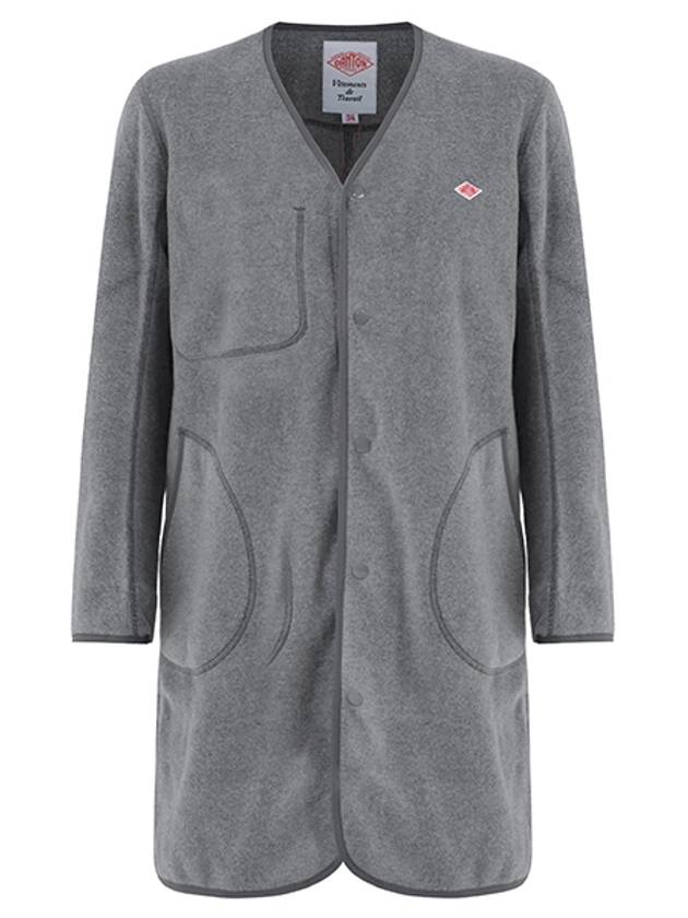 JD8992 HMGREY Women's Collarless Fleece Long Cardigan - DANTON - BALAAN 1