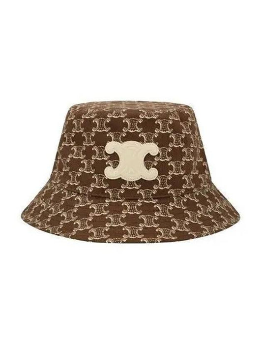 Triomphe Bucket Hat Dark Brown Cream 1039109 - CELINE - BALAAN 1