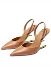 Women's First F Shape Metal Slingback Heels Brown - FENDI - BALAAN 2