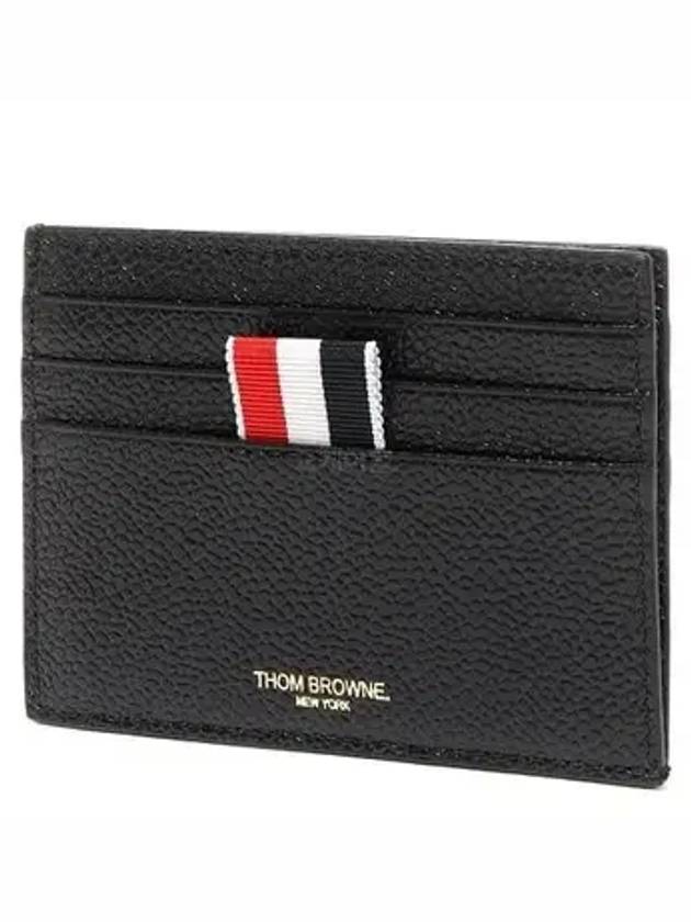 Pebble Grain Leather Stripe Note Compartment Card Wallet Black - THOM BROWNE - BALAAN 2