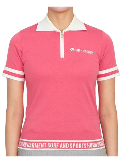 Women's Logo Short Sleeve PK Shirt Pink - HORN GARMENT - BALAAN 2