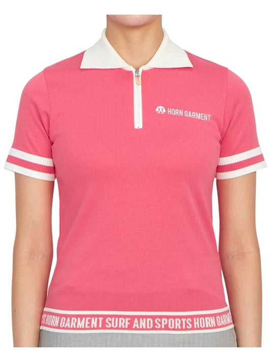 Women's Logo Short Sleeve PK Shirt Pink - HORN GARMENT - BALAAN 2