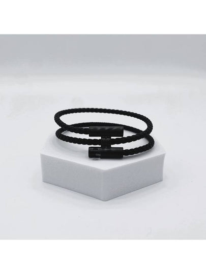 Tournis Tresse Leather Bracelet Noir - HERMES - BALAAN 2