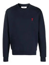 Heart Embroidered Logo Sweatshirt Navy - AMI - BALAAN 3