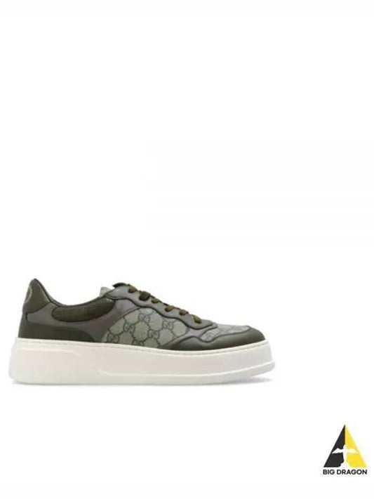 Men's GG Supreme Canvas Low Top Sneakers Green - GUCCI - BALAAN 2