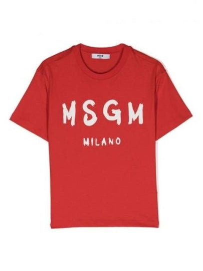 Brushed Logo Short Sleeve T-Shirt Red - MSGM - BALAAN 2