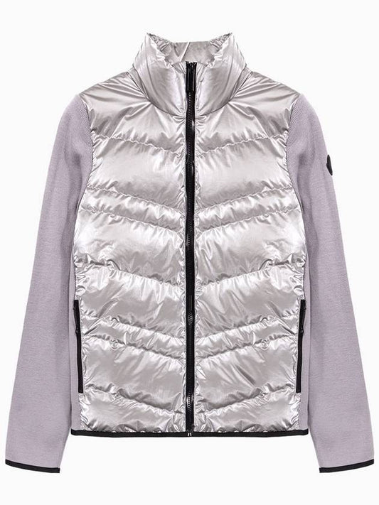 quilted wool padded cardigan silver - MONCLER - BALAAN.