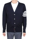 Men's Sustainable Classic Diagonal Wool Cardigan Navy - THOM BROWNE - BALAAN 2