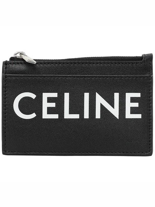 Logo Zipper Card Wallet Black - CELINE - BALAAN.